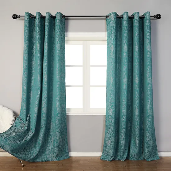 Factory Direct Green Hot Silver Jacquard Blackout Curtains for Home