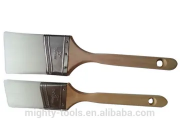 Bright White Synthetic Fiber Paint Brush With Long Wooden Handle