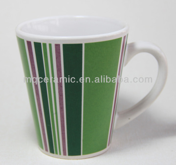 Cone Shape/ V shape Decal printed Porcelain Coffee Cup