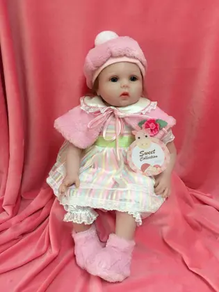 22" Winding pink silicone vinyl doll