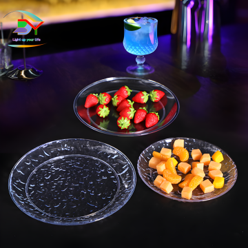 Luminous Bar Snack Plate - Transparent Square Fruit Bowl for Festivals
