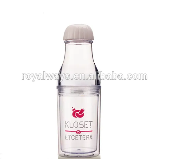 2016 Hot selling double wall plastic water bottle for juice, cola