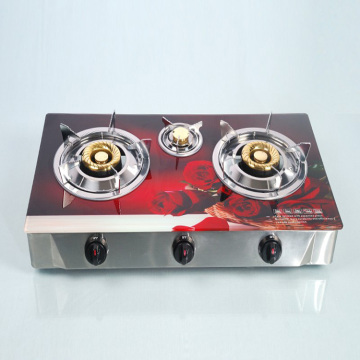 wholesale price cheff triple burner lpg ckd tempered glass gas stove