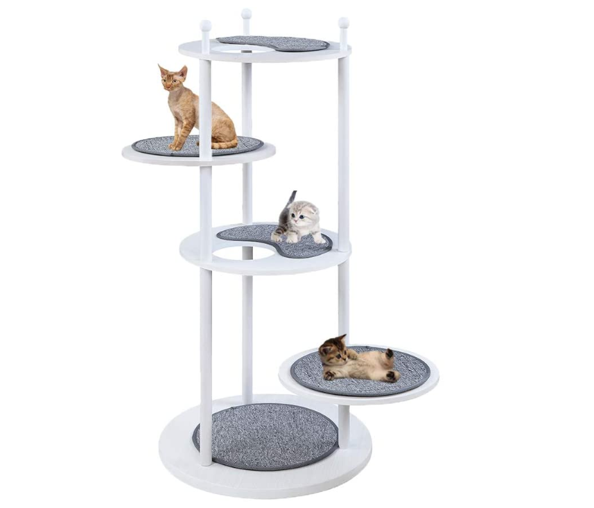 Wooden Cat Activity Tree With 2 Rotatable Platforms