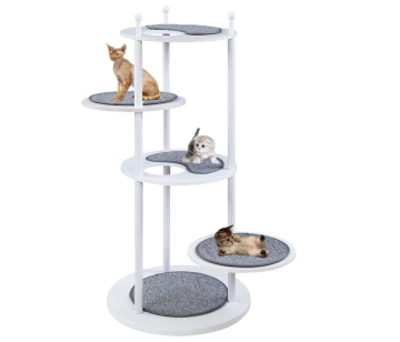 Arbre d'activité de chat en bois avec 2 plates-formes rotatives
