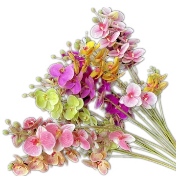 Artificial Phalaenopsis Orchid with Two Forks per Piece, PU Real Touch Butterfly Orchid Flower Branch