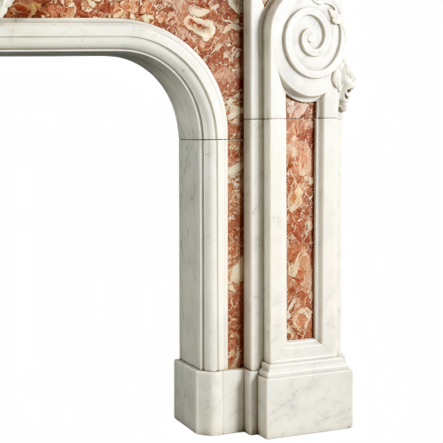 Classic French Marble Mantel with Color Inlay