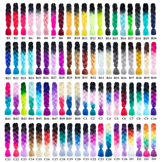 Wholesale Ombrecolor Jumbo Synthetic Braiding Hair Two Tone Colors Black African Crochet Braids Bulk For Box Braids