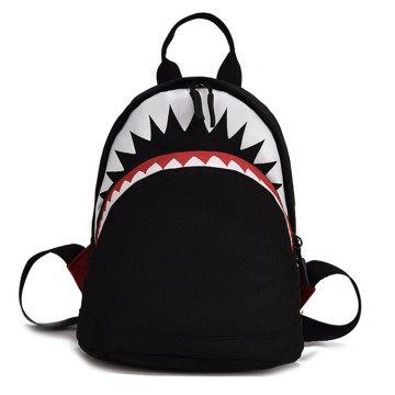Fashion Toddler Kindergarten Black Cartoon Kids Backpack With 3D Shark Animal Print