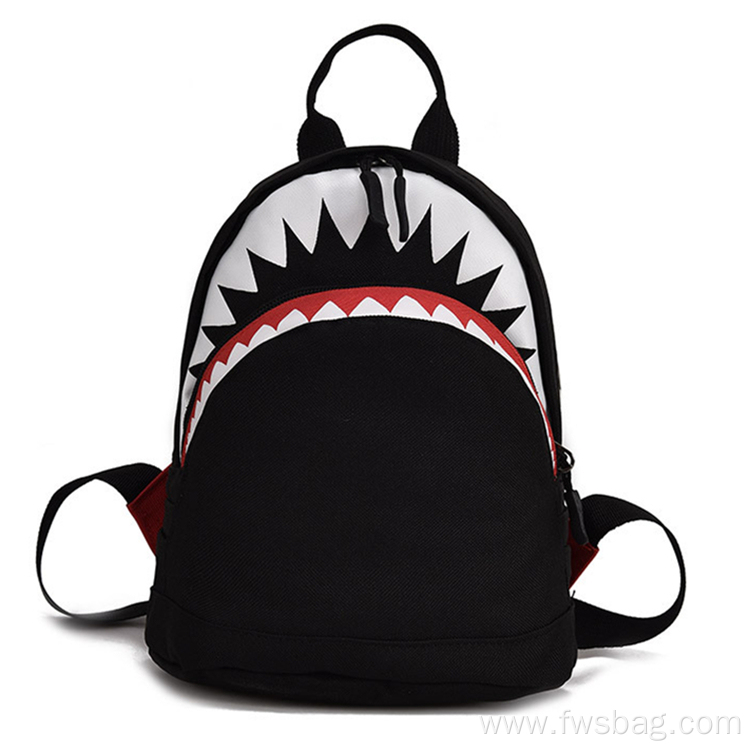 Fashion Toddler Kindergarten Black Cartoon Kids Backpack With 3D Shark Animal Print