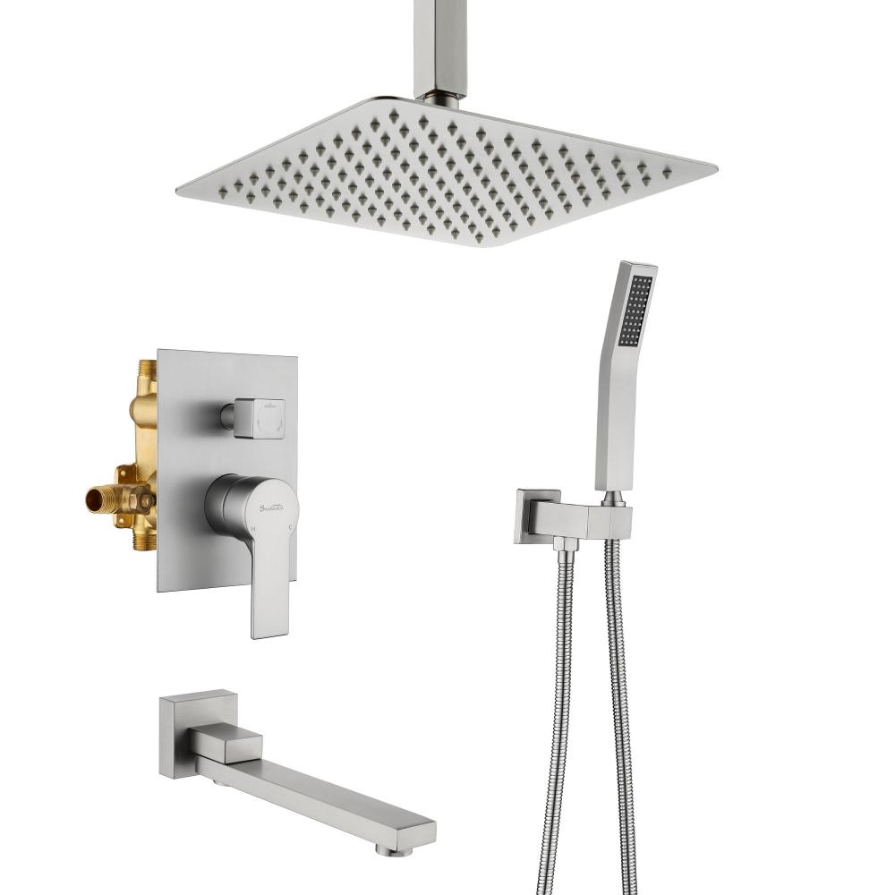 Ceiling Mounted Square Raining Shower Set