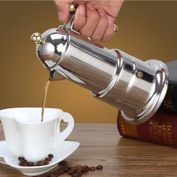 Thickened Italian Espresso Maker Stainless Steel Mocha Coffee Maker Pot for Stovetop or Induction Home Use