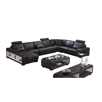 U-Shaped Leather Storage Sofas Set for Luxury Living Rooms
