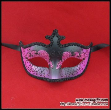 Halloween items hot pink&black sex party mask for Lady