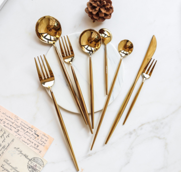 High Quality 304 Stainless Steel Gold Flatware for Hotels, Weddings, and Events