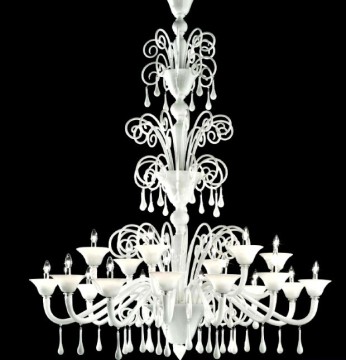 Large hotel antique white murano glass chandelier