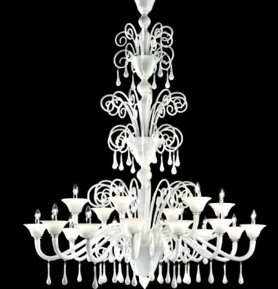 Large hotel antique white murano glass chandelier