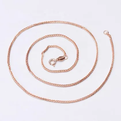 18 Inch 925 Sterling Silver Gold Plated Chopin Chain Adjustable Necklace with Needle Pin for Women - DIY Accessory