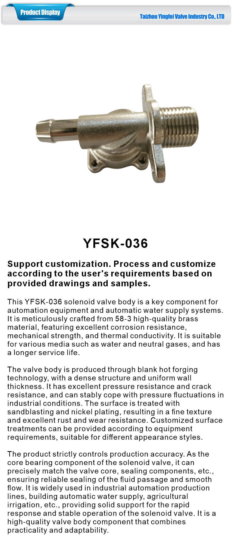 Eco friendly solenoid valve body