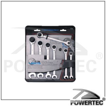 POWERTEC 7pcs Carbon Steel Combination Ratchet Wrench Set