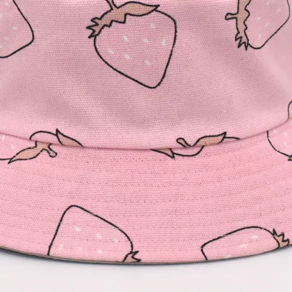 Summer Cotton Strawberry Print Beach Sunscreen Fisherman Hat
