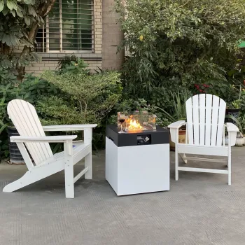 White Adirondack Chair with Fire Table: The Perfect Addition to Your Outdoor Garden Set
