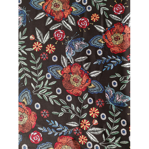 Embroidery Flower Rayon Challis 30S Printing Woven Fabric