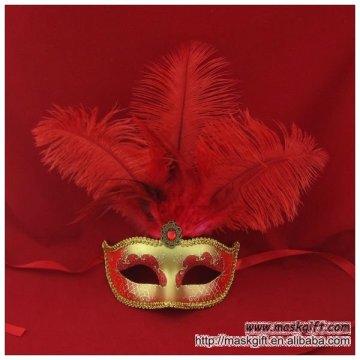 Hand painted Venice calssic style red and gold halloween half masks