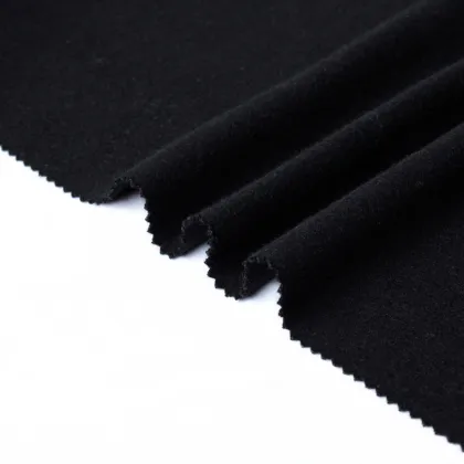 Wool Cotton Tweed Fabric Pure Black