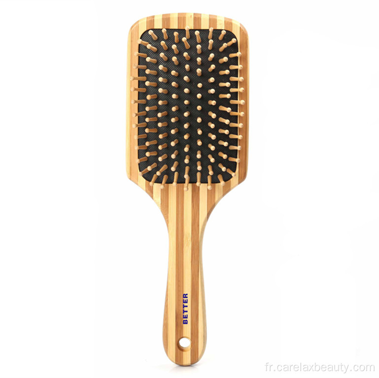 Brosse à cheveux de massage à palette de bambou naturel