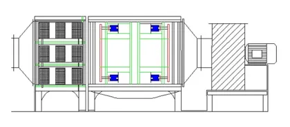 Spray painting exhaust gas treatment booth