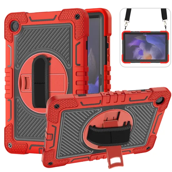 360 Degree Rotation Kickstand Armor Tablet Case for Tab A9+/A9 Plus X210 X216 X218 PC Silicone Shoulder Hand Strap Cover