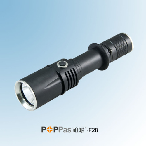 10W CREE Xm-L T6 Waterproof Ipx6 High Power Black 1*18650 Battery Tactical or Camp LED Flashlight Poppas-F28