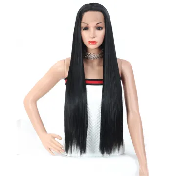 Long Silky Straight Synthetic 13X4 Lace Front Wigs For Women Heat Resistant Synthetic Fiber Wigs 32 inch Factory Wholesale Price