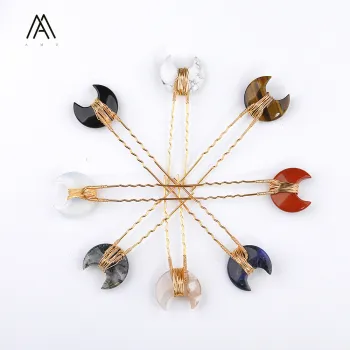 Gold Metal Moon Gemstone Hair Pins & Bobby Clips: Elegant Wedding Jewelry Hair Accessory