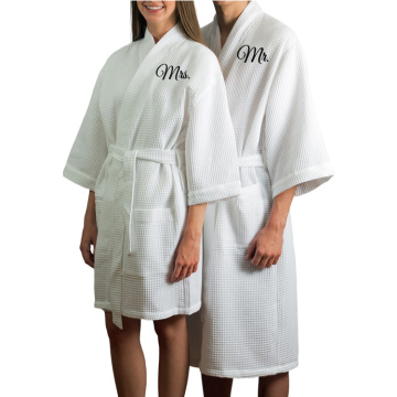 Mr &amp; Mrs Spa Pareja Set de bata de bata de baño Waffle