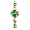 Fashion Green Crystal Clover Quartz Montres pour femmes