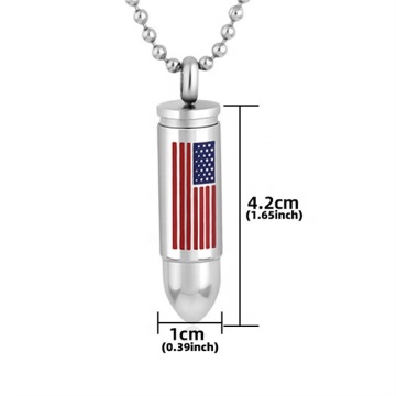 Yiwu Aceon Stainless Steel Red Blue Enamel USA Flag Bullet Pendant