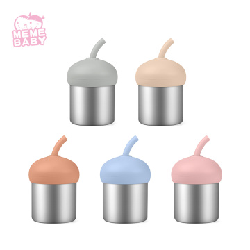 Cute Shape Stainless Steel Silicone Baby Straw Cup