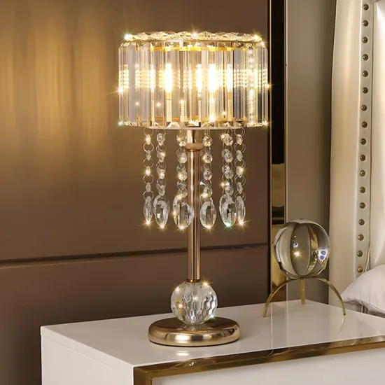 Modern Luxury Gold Finish Sparkling Crystal Lamp