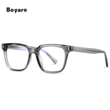 Boyarn TR90 Γυναίκες άνδρες γυαλιά: μοντέρνα υπερμεγέθη τετράγωνα γκρίζα γυαλιά φακών