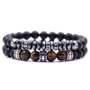 Bracelet perles noires 2PCS