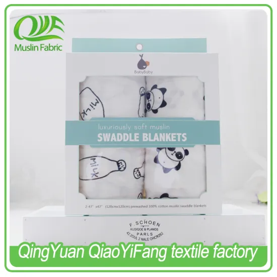 100% cotton black and white patterns printed muslin fabric baby blanket