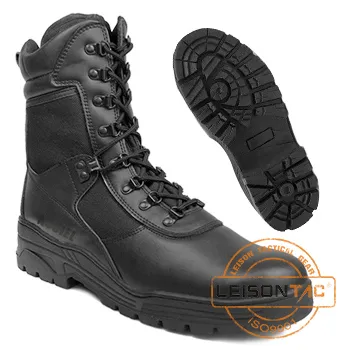 Cowhide Full Grain Leather and Cordura Tactical Boots with Zipper