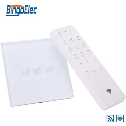 golden glass panel 3gang wifi controlled light switch,remote control wall switch