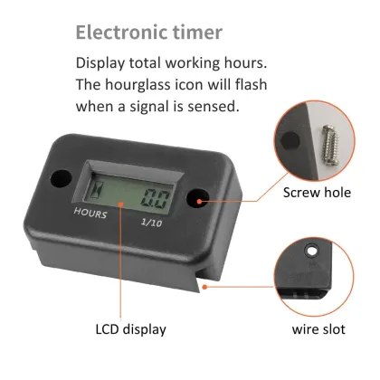 Portable Digital Tach Hour Meter for Gasoline Engines