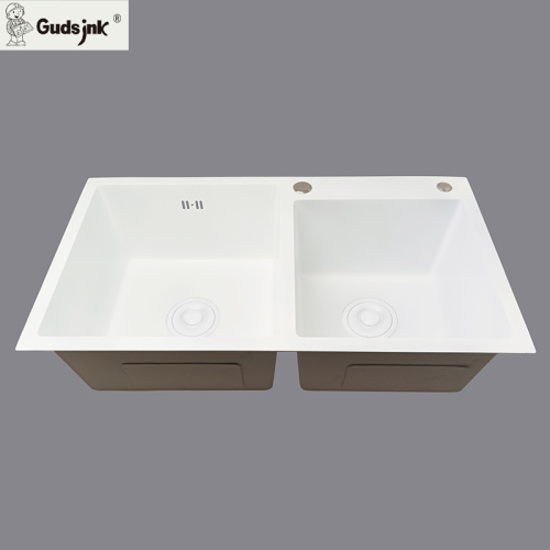 White Double Bowl Top-mount Stainless Steel Kitchen Sink