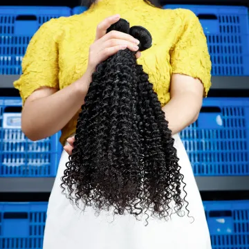 Wholesale Brazilian Virgin Human Hair Kinky Curly Bundles Double Weft 100% Virgin Cuticle Aligned Remy Human Hair Extensions