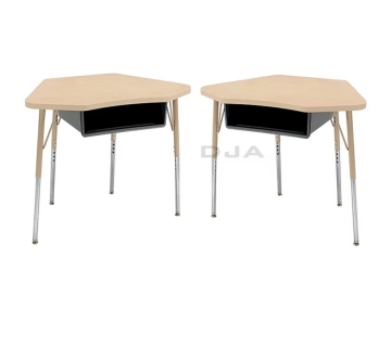 Adjustable Wooden Trapezoid Student Desk for Classroom Collaboration