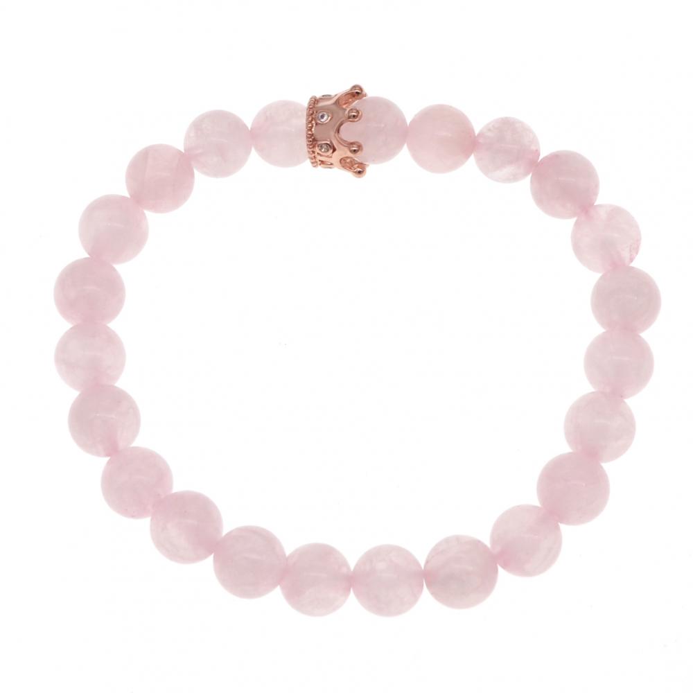 8MM Perles Rondes Quartz Rose Bracelet Pierre De Couronne Pour La Mode